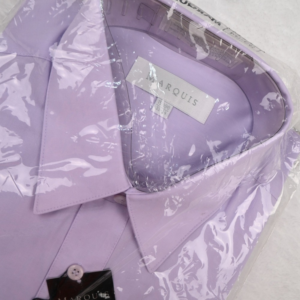 Marquis Dress Shirt Mens 15.5 M Lilac Long Sleeve Solid Point Collar NWT